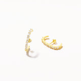 18k Gold Plated Silver Spiral Earrings with Zircon Stones