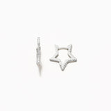 18k White Gold Plated Silver Star Earrings with Zircon Stones
