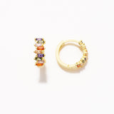 18k Gold Plated Silver Hoop Earrings with Colorful Baguette Cut Zircon Stones
