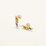 18k Gold Plated Silver Dangle Earrings with Colorful Baguette Cut Zircon Stones