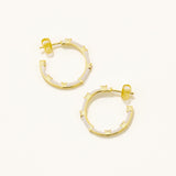 18k Gold Plated Silver White Enameled Hoop Earrings with Zircon Stones
