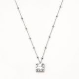 18k White Gold Plated Silver Zircon Single Stone Necklace