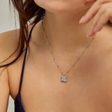 18k White Gold Plated Silver Zircon Single Stone Necklace