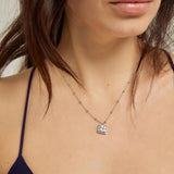 18k White Gold Plated Silver Zircon Single Stone Necklace