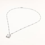 18k White Gold Plated Silver Zircon Single Stone Necklace
