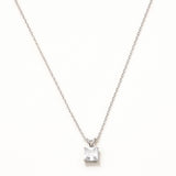 18k White Gold Plated Silver Mini Zircon Single Stone Necklace