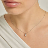 18k White Gold Plated Silver Mini Zircon Single Stone Necklace