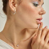 18k White Gold Plated Silver Mini Zircon Single Stone Necklace