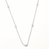 18k White Gold Plated Silver Stone Chain Necklace