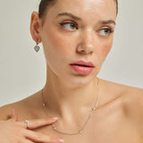 18k White Gold Plated Silver Stone Chain Necklace