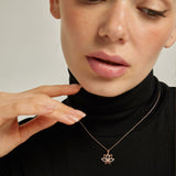 Rose Plated Silver Lotus Necklace with Zircon Stone