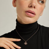 Rose Plated Silver Lotus Necklace with Zircon Stone