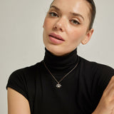 Rose Plated Silver Lotus Necklace with Zircon Stone