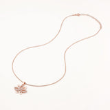 Rose Plated Silver Lotus Necklace with Zircon Stone