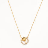 18k Gold Plated Silver Clover Circle Necklace with Zircon Stone