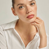 18k Gold Plated Silver Clover Circle Necklace with Zircon Stone