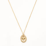 18k Gold Plated Silver Oval Framed Polar Star Necklace with Zircon Stone