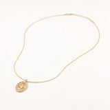18k Gold Plated Silver Oval Framed Polar Star Necklace with Zircon Stone