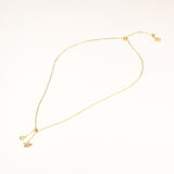 18k Gold Plated Silver Necklace with Shell and Starfish Figures and Zircon Stone