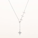 18k White Gold Plated Silver Sequenced North Star Necklace with Zircon Stone