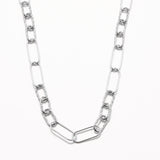 18k White Gold Plated Silver Interlocking Large Chain Necklace