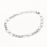 18k White Gold Plated Silver Interlocking Large Chain Necklace