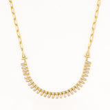 18k Gold Gold Plated Silver Baguette Stone Chain Necklace