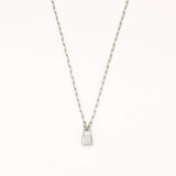18k White Gold Plated Silver Lock Necklace