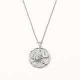 18k White Gold Plated Sun Moon Figured Locket Necklace