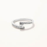 18k White Gold Plated Silver Ring with Zircon Stones