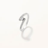 18k White Gold Plated Silver Ring with Zircon Stones