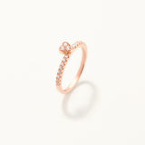 Rose Plated Silver Mini Heart Ring with Zircon Stone
