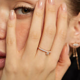 Rose Plated Silver Mini Heart Ring with Zircon Stone