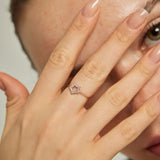 Rose Plated Silver Adjustable Star Ring with Zircon Stone
