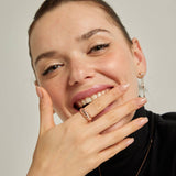 Rose Plated Silver Adjustable Croissant Ring