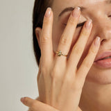 18k Gold Plated Silver Angel Figure Ring with White Stone
