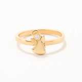 18k Gold Plated Silver Angel Figure Ring with White Stone