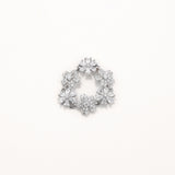 18k White Gold Plated Silver Chain Flower Ring with Zircon Stone