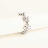 18k White Gold Plated Silver Chain Flower Ring with Zircon Stone
