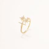 18k Gold Plated Silver Polar Stars Ring with Zircon Stone