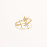 18k Gold Plated Silver Polar Stars Ring with Zircon Stone