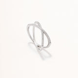 18k White Gold Plated Silver Spiral Ring with Mini Zircon Stone