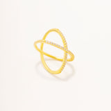 18k Gold Plated Silver Spiral Ring with Zircon Stone