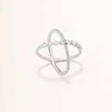 18k White Gold Plated Silver Spiral Ring with Zircon Stone