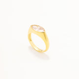 18k Gold Plated Silver Ring with White Zircon Stone