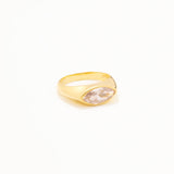18k Gold Plated Silver Ring with White Zircon Stone