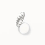 18K White Gold Plated Silver Adjustable Mini Croissant Ring