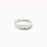 18K White Gold Plated Silver Adjustable Mini Croissant Ring