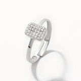 18k White Gold Plated Silver Adjustable Cushion Cut Ring with Zircon Stone
