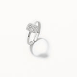 18k White Gold Plated Silver Adjustable Cushion Cut Ring with Zircon Stone